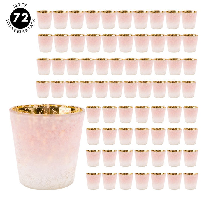 Set of 12 3" Frosted Ombre Mercury Glass Votive Candle Holders Bulk Pack-Koyal Wholesale-Pink-Set of 6 (72 PC)-