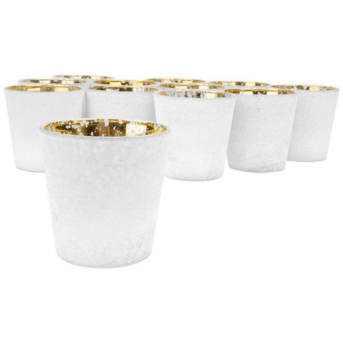 Set of 12 3" Frosted Ombre Mercury Glass Votive Candle Holders Bulk Pack-Koyal Wholesale-White-Set of 1 (12 PC)-