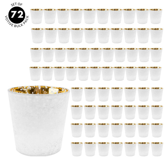 Set of 12 3" Frosted Ombre Mercury Glass Votive Candle Holders Bulk Pack-Koyal Wholesale-White-Set of 6 (72 PC)-