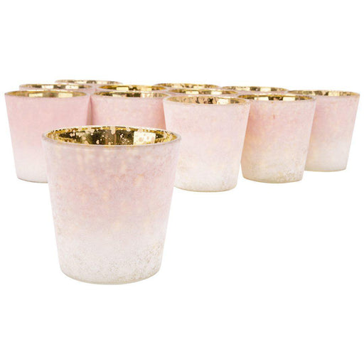 Set of 12 3" Frosted Ombre Mercury Glass Votive Candle Holders-Set of 12-Koyal Wholesale-Pink-
