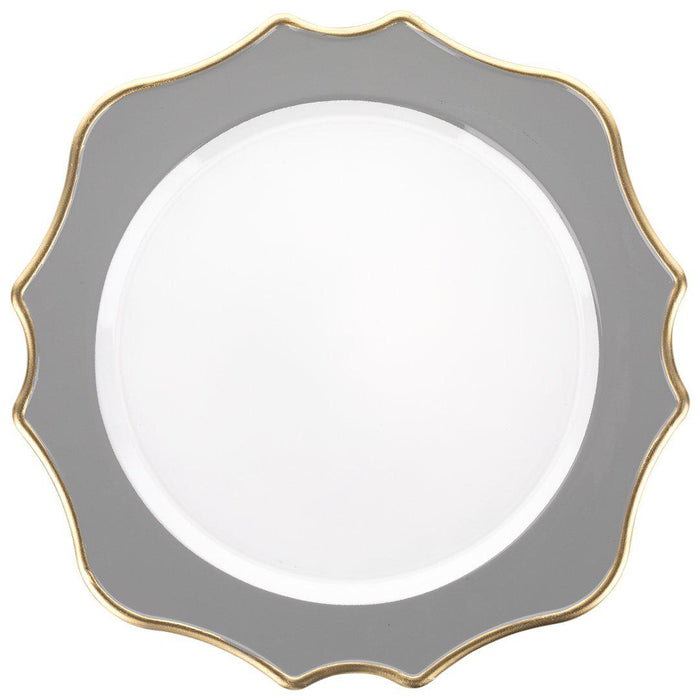 Set of 12 Acrylic Charger Plates Round with Gold Modern Scallop Edge-Set 12-Koyal Wholesale-Black-Set of 12-