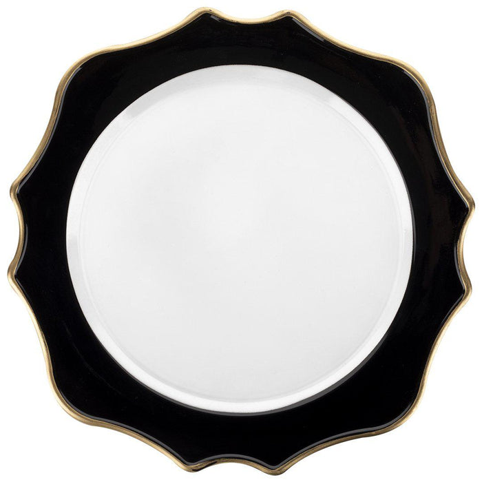 Set of 12 Acrylic Charger Plates Round with Gold Modern Scallop Edge-Set 12-Koyal Wholesale-Black-Set of 12-