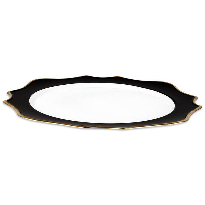 Set of 12 Acrylic Charger Plates Round with Gold Modern Scallop Edge-Set 12-Koyal Wholesale-Black-Set of 12-