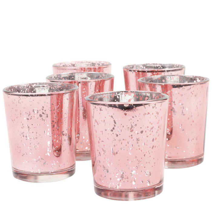 Set of 12 Antique Mercury Glass Votive Cups Bulk Pack-Sold By Case-Koyal Wholesale-Pink-2" D x 2.5" H-Set of 1 (12 PC)