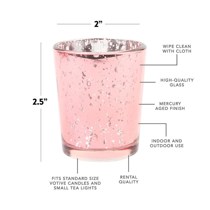 Set of 12 Antique Mercury Glass Votive Cups Bulk Pack-Sold By Case-Koyal Wholesale-Pink-2" D x 2.5" H-Set of 1 (12 PC)