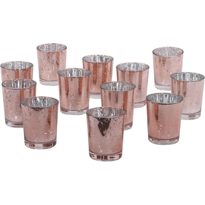 Set of 12 Antique Mercury Glass Votive Cups Bulk Pack-Sold By Case-Koyal Wholesale-Pink-2" D x 2.5" H-Set of 1 (12 PC)