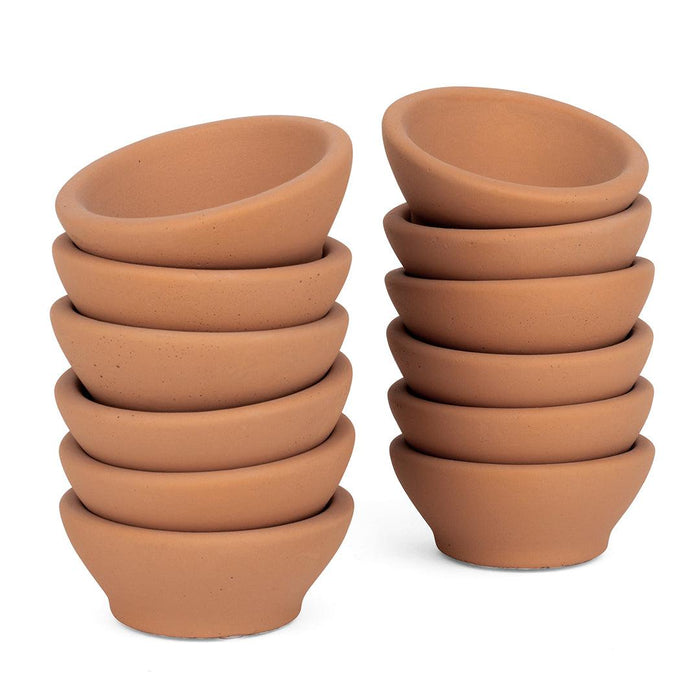 Set of 12 Ceramic Tealight Candle Holder Terracotta Candle Saucers, Decorative Candle Tray Stand Plate for Tealights-Set of 12-Koyal Wholesale-Terracotta-