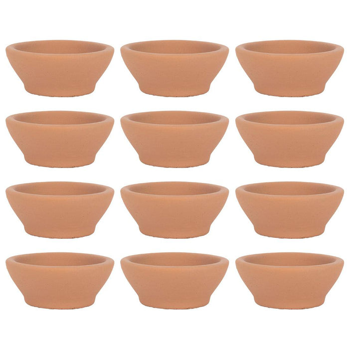 Set of 12 Ceramic Tealight Candle Holder Terracotta Candle Saucers, Decorative Candle Tray Stand Plate for Tealights-Set of 12-Koyal Wholesale-Terracotta-