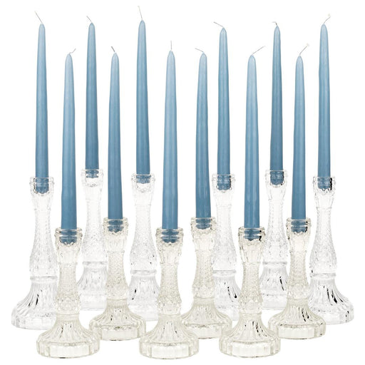 Set of 12 Distressed Mismatched Vintage Glass Taper Candle Holders-Set of 12-Koyal Wholesale-Clear-