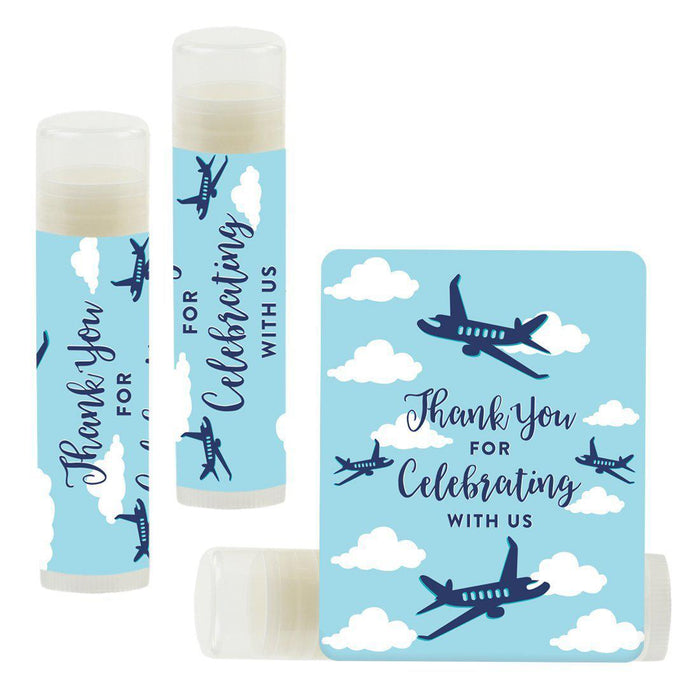 Set of 12 Lip Balm Birthday Party Favors, Thank You for Celebrating with Us-Set of 12-Andaz Press-Airplane-