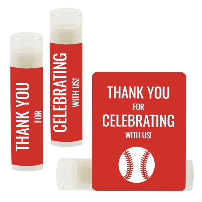 Set of 12 Lip Balm Birthday Party Favors, Thank You for Celebrating with Us-Set of 12-Andaz Press-Baseball-