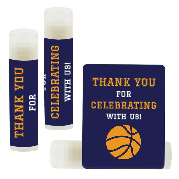Set of 12 Lip Balm Birthday Party Favors, Thank You for Celebrating with Us-Set of 12-Andaz Press-Basketball-