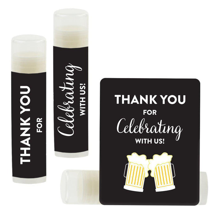 Set of 12 Lip Balm Birthday Party Favors, Thank You for Celebrating with Us-Set of 12-Andaz Press-Beer Mug-