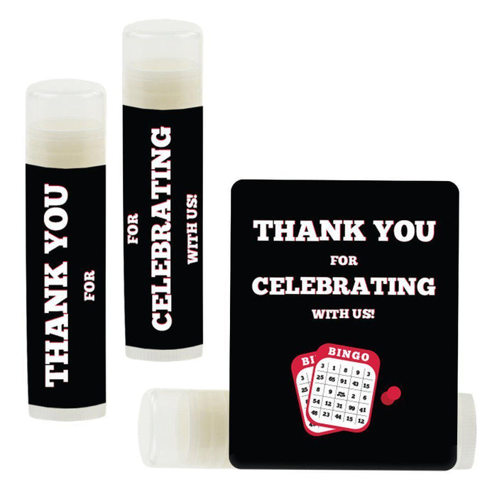 Set of 12 Lip Balm Birthday Party Favors, Thank You for Celebrating with Us-Set of 12-Andaz Press-Bingo Party-