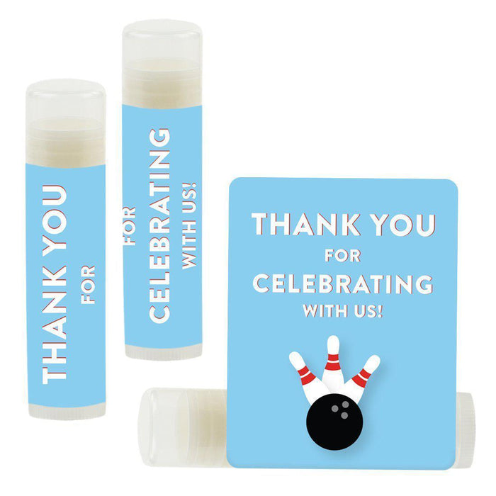 Set of 12 Lip Balm Birthday Party Favors, Thank You for Celebrating with Us-Set of 12-Andaz Press-Bowling Ball-