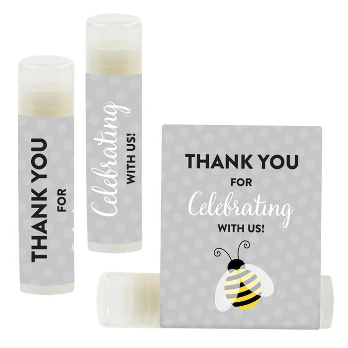 Set of 12 Lip Balm Birthday Party Favors, Thank You for Celebrating with Us-Set of 12-Andaz Press-Bumblebee Bee-