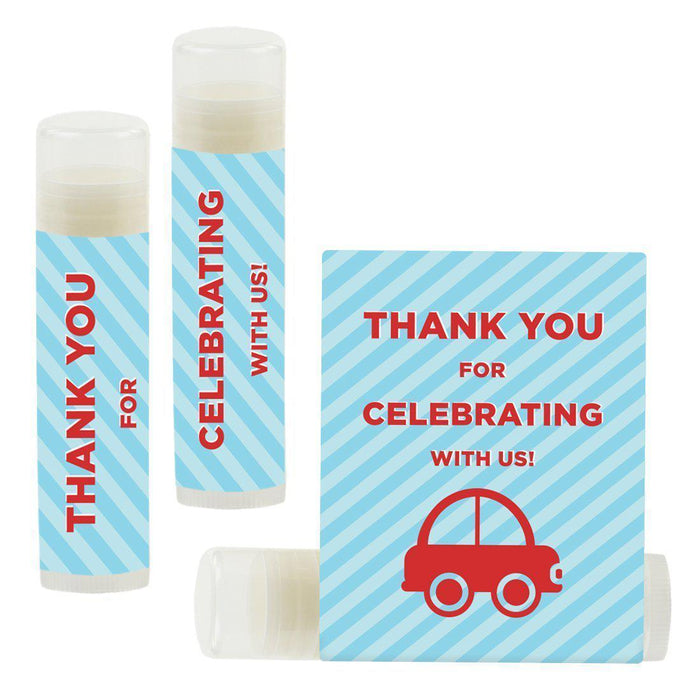 Set of 12 Lip Balm Birthday Party Favors, Thank You for Celebrating with Us-Set of 12-Andaz Press-Car-