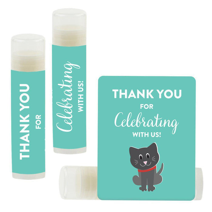 Set of 12 Lip Balm Birthday Party Favors, Thank You for Celebrating with Us-Set of 12-Andaz Press-Cat-