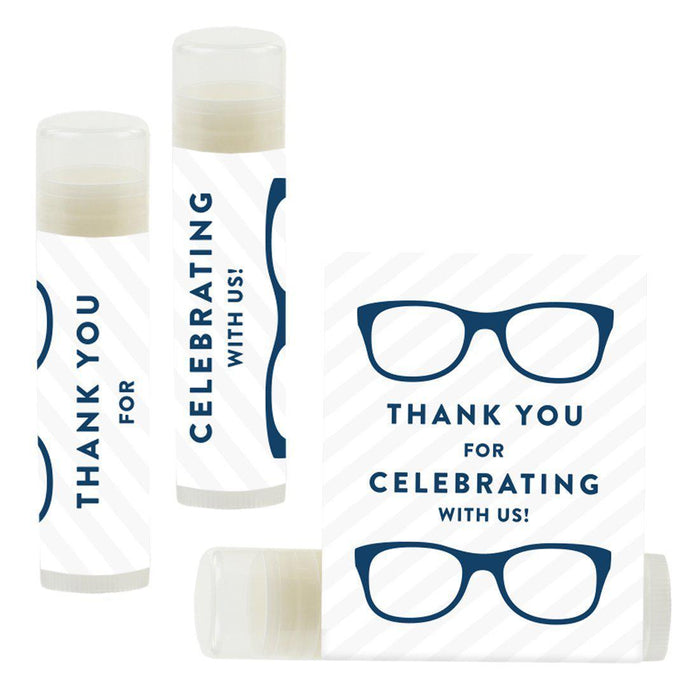 Set of 12 Lip Balm Birthday Party Favors, Thank You for Celebrating with Us-Set of 12-Andaz Press-Eyeglasses-