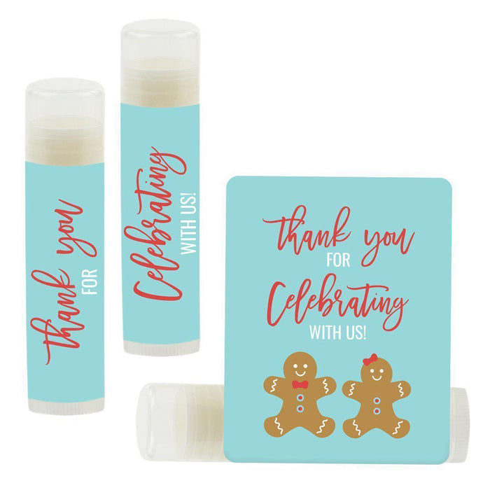 Set of 12 Lip Balm Birthday Party Favors, Thank You for Celebrating with Us-Set of 12-Andaz Press-Gingerbread Man-