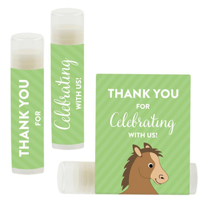 Set of 12 Lip Balm Birthday Party Favors, Thank You for Celebrating with Us-Set of 12-Andaz Press-Horse-