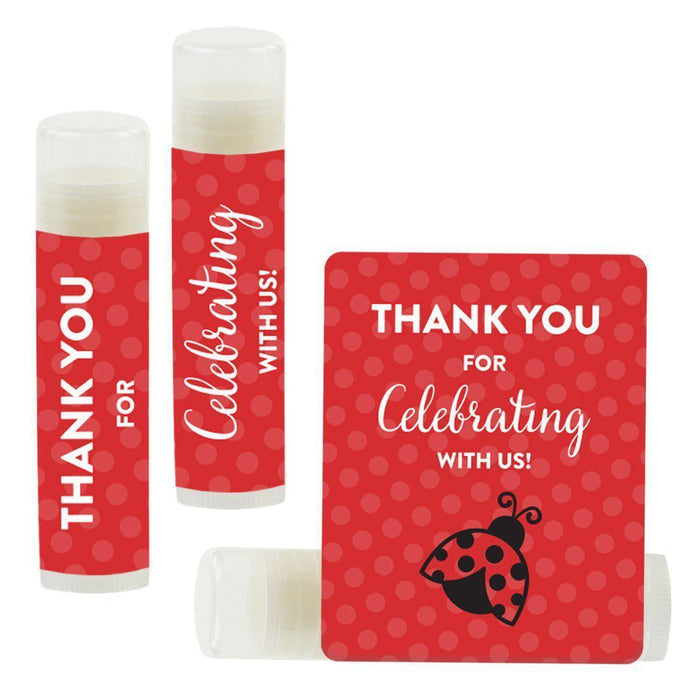 Set of 12 Lip Balm Birthday Party Favors, Thank You for Celebrating with Us-Set of 12-Andaz Press-Ladybug-
