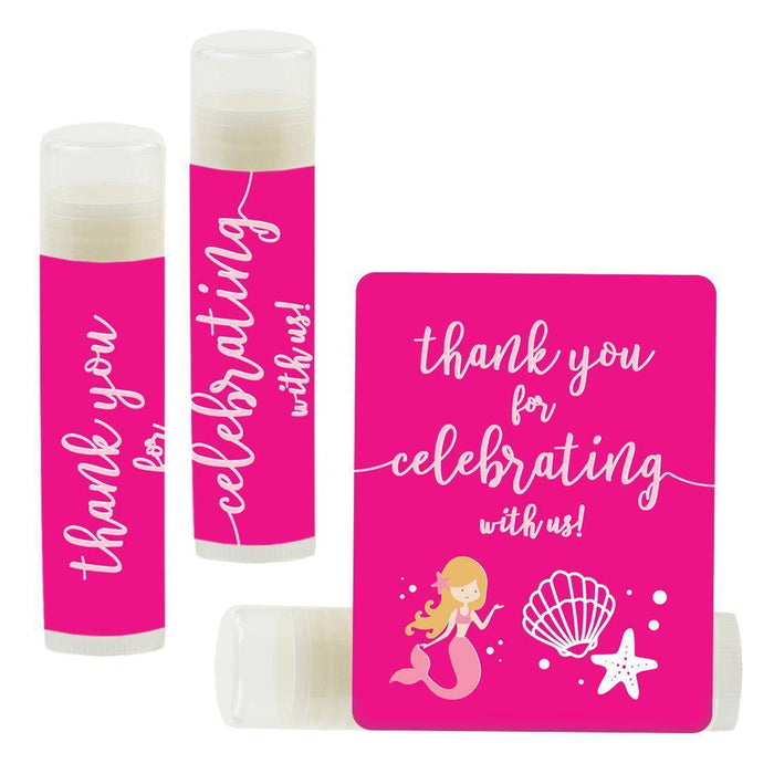 Set of 12 Lip Balm Birthday Party Favors, Thank You for Celebrating with Us-Set of 12-Andaz Press-Mermaid-