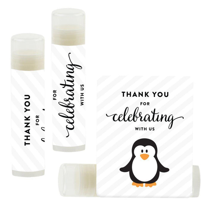 Set of 12 Lip Balm Birthday Party Favors, Thank You for Celebrating with Us-Set of 12-Andaz Press-Penguin-