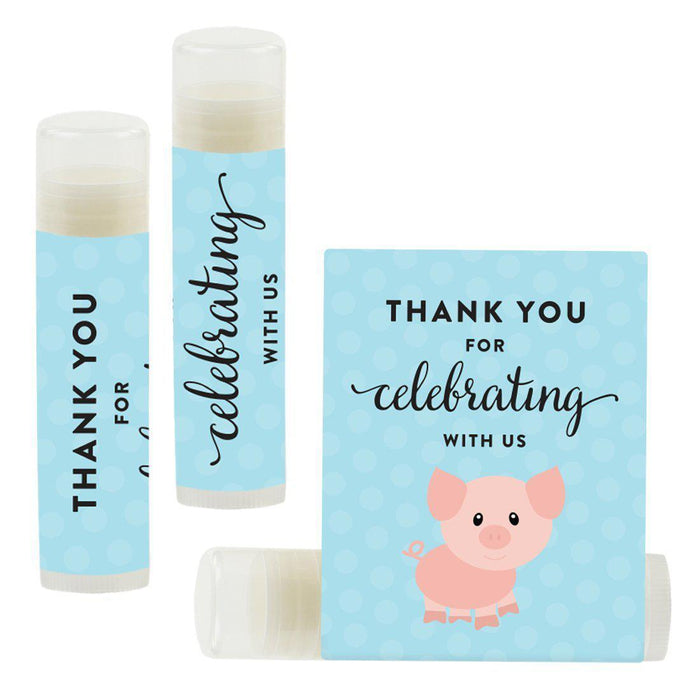 Set of 12 Lip Balm Birthday Party Favors, Thank You for Celebrating with Us-Set of 12-Andaz Press-Pig-