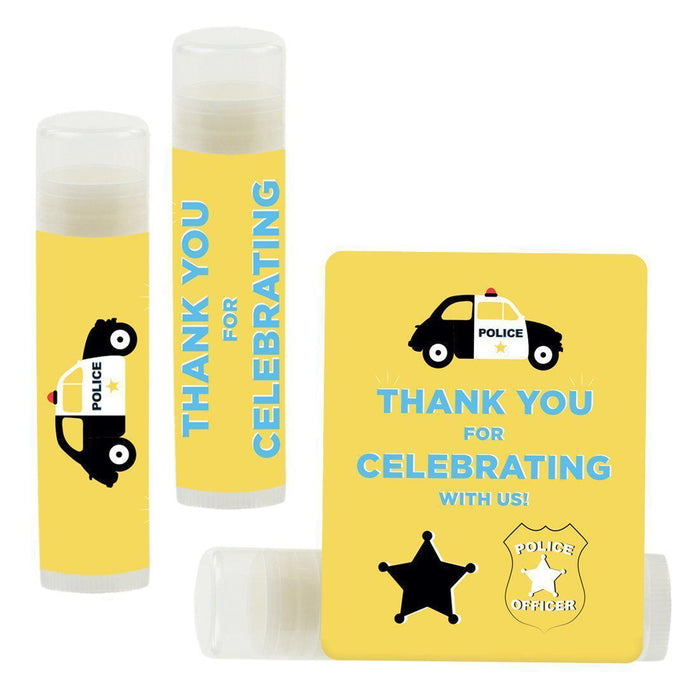 Set of 12 Lip Balm Birthday Party Favors, Thank You for Celebrating with Us-Set of 12-Andaz Press-Police Car-