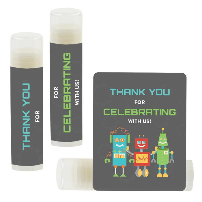 Set of 12 Lip Balm Birthday Party Favors, Thank You for Celebrating with Us-Set of 12-Andaz Press-Robot-