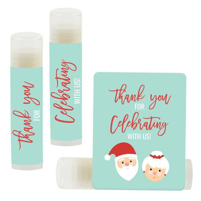 Set of 12 Lip Balm Birthday Party Favors, Thank You for Celebrating with Us-Set of 12-Andaz Press-Santa Claus-