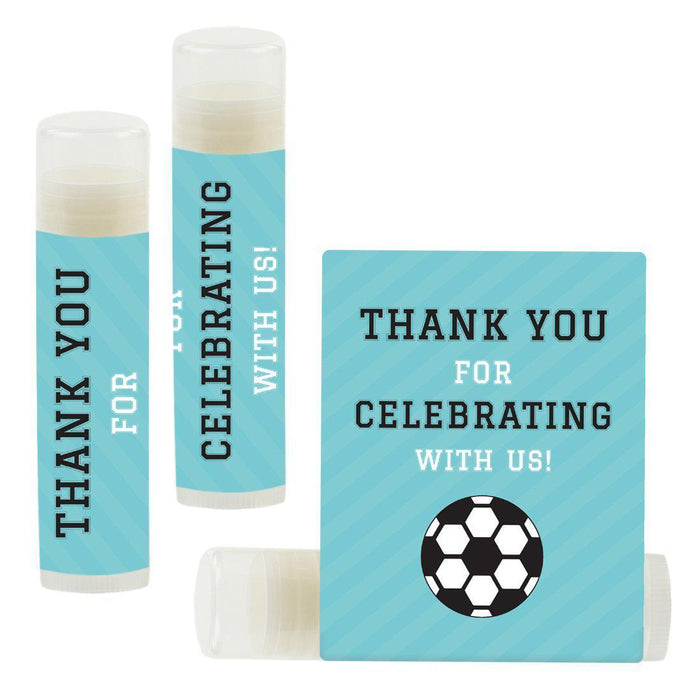 Set of 12 Lip Balm Birthday Party Favors, Thank You for Celebrating with Us-Set of 12-Andaz Press-Soccer-