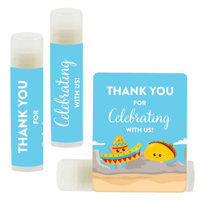 Set of 12 Lip Balm Birthday Party Favors, Thank You for Celebrating with Us-Set of 12-Andaz Press-Taco Party-