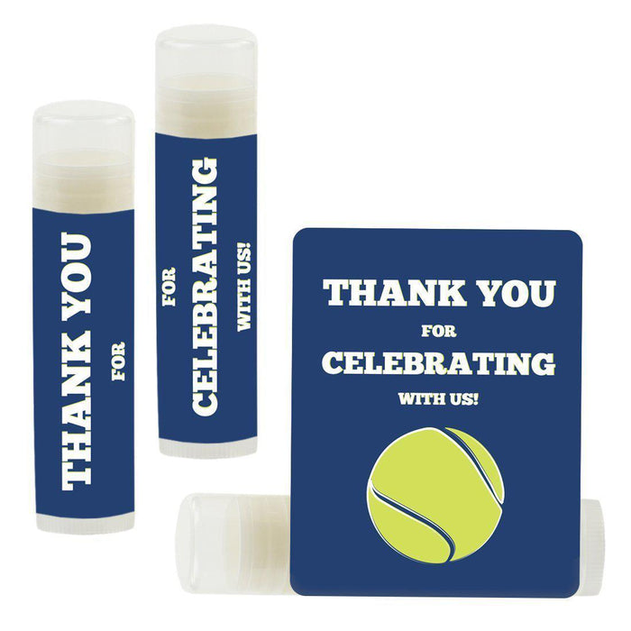 Set of 12 Lip Balm Birthday Party Favors, Thank You for Celebrating with Us-Set of 12-Andaz Press-Tennis-