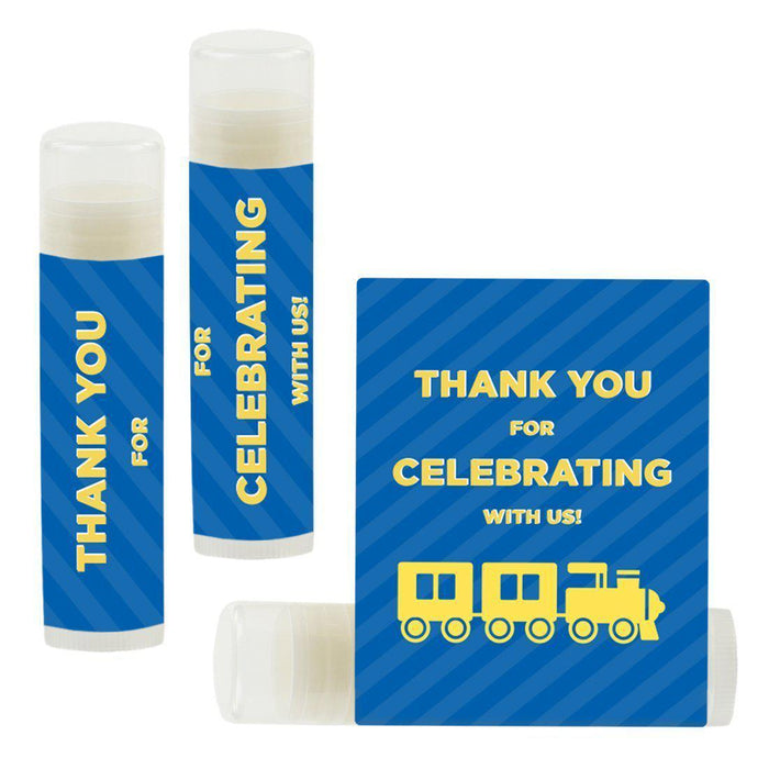 Set of 12 Lip Balm Birthday Party Favors, Thank You for Celebrating with Us-Set of 12-Andaz Press-Train-