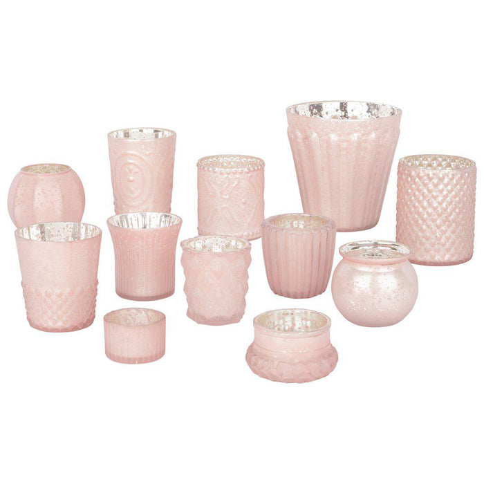 Set of 12 Mismatched Votive Candle Holder for Wedding Table Centerpieces, Home Decor-Set of 12-Koyal Wholesale-Blush Pink-