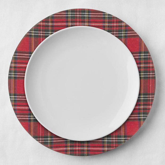 Set of 12 Tartan Plaid Acrylic Charger Plates-Set of 12-Koyal Wholesale-Red-