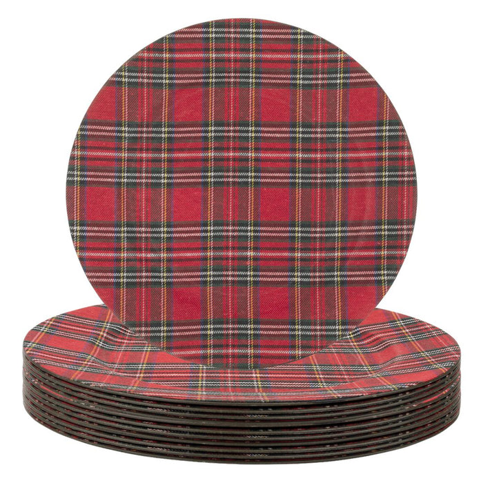 Set of 12 Tartan Plaid Acrylic Charger Plates-Set of 12-Koyal Wholesale-Red-