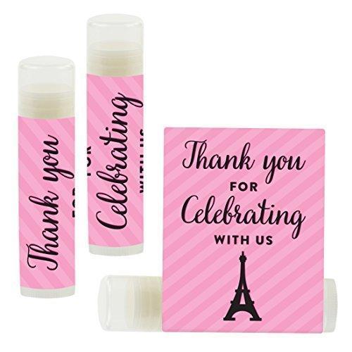 Set of 12 Thank You for Celebrating with US, Lip Balm Favors-Set of 12-Andaz Press-Paris Eiffel Tower-