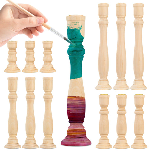 Set of 12 Unfinished Wood Taper Candle Holders-Set of 12-Koyal Wholesale-