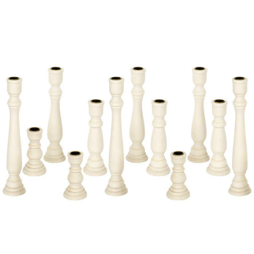 Set of 12 Unfinished Wood Taper Candle Holders-Set of 12-Koyal Wholesale-