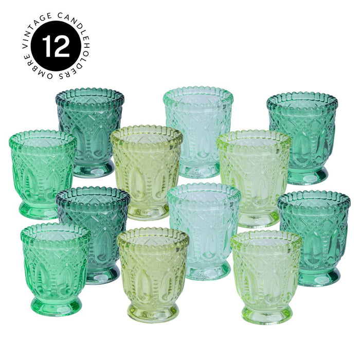 Set of 12 Vintage Ombre Glass Votive Candle Holders Bulk Pack-Koyal Wholesale-Blue-Set of 1 (12 PC)-