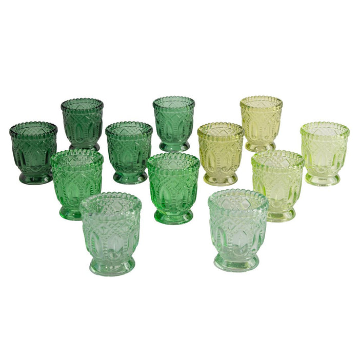 Set of 12 Vintage Ombre Glass Votive Candle Holders Bulk Pack-Koyal Wholesale-Blue-Set of 1 (12 PC)-