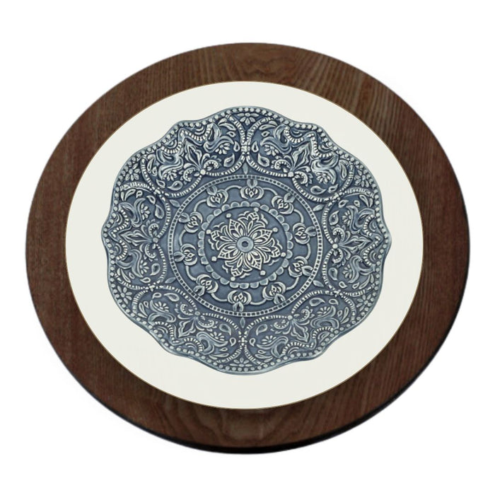 Set of 12 Walnut Faux Wood Charger Plates-Set of 12-Koyal Wholesale-