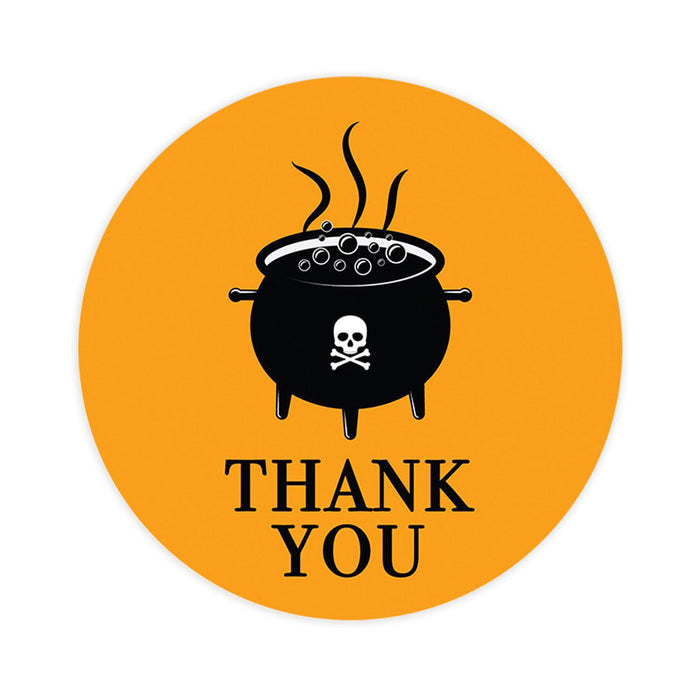 Set of 120 Halloween Thank You Stickers Labels For Kids Treat Bags Goodie, Halloween Party Favors-Set of 120-Andaz Press-Cauldron-