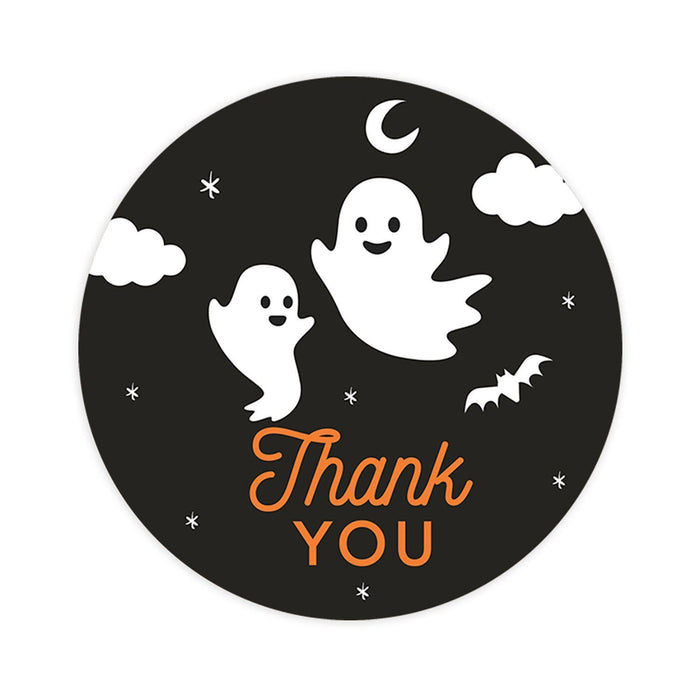 Set of 120 Halloween Thank You Stickers Labels For Kids Treat Bags Goodie, Halloween Party Favors-Set of 120-Andaz Press-Cute Little Ghosts-