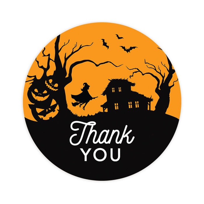 Set of 120 Halloween Thank You Stickers Labels For Kids Treat Bags Goodie, Halloween Party Favors-Set of 120-Andaz Press-Flying Witch-