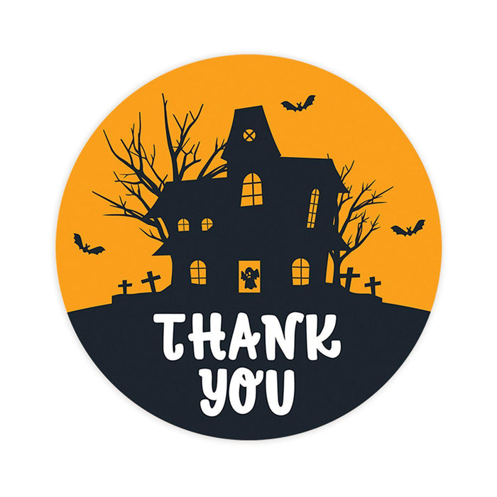 Set of 120 Halloween Thank You Stickers Labels For Kids Treat Bags Goodie, Halloween Party Favors-Set of 120-Andaz Press-Haunted House-