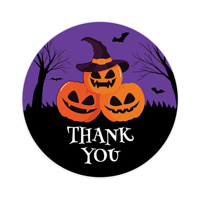 Set of 120 Halloween Thank You Stickers Labels For Kids Treat Bags Goodie, Halloween Party Favors-Set of 120-Andaz Press-Jack O Lanterns-